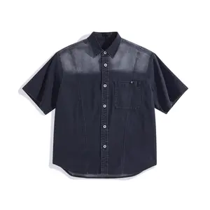 Peacebird Men's Ombre Denim Shirt Casual Collar