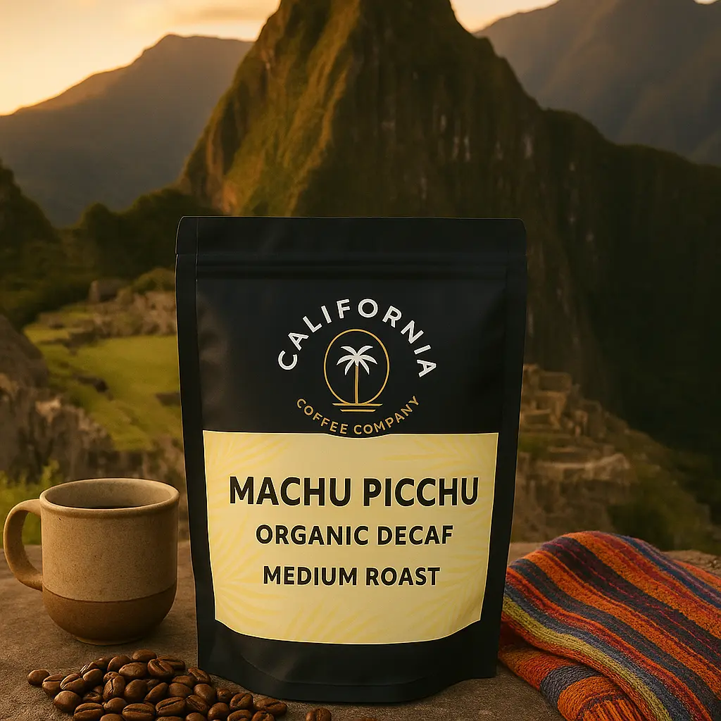California Coffee Company Machu Picchu Decaf - Caramel Apple Peace - Fresh Roasted Whole Bean Coffee - Organic Medium Roast