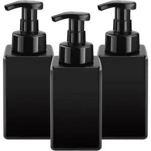 3 Pack 15oz/450ml Foaming Soap Dispenser Plastic  Pump Bottle Refillable Liquid Soap Container for Shampoo  Hand Wash Bathroom Kitchen Sink - Black