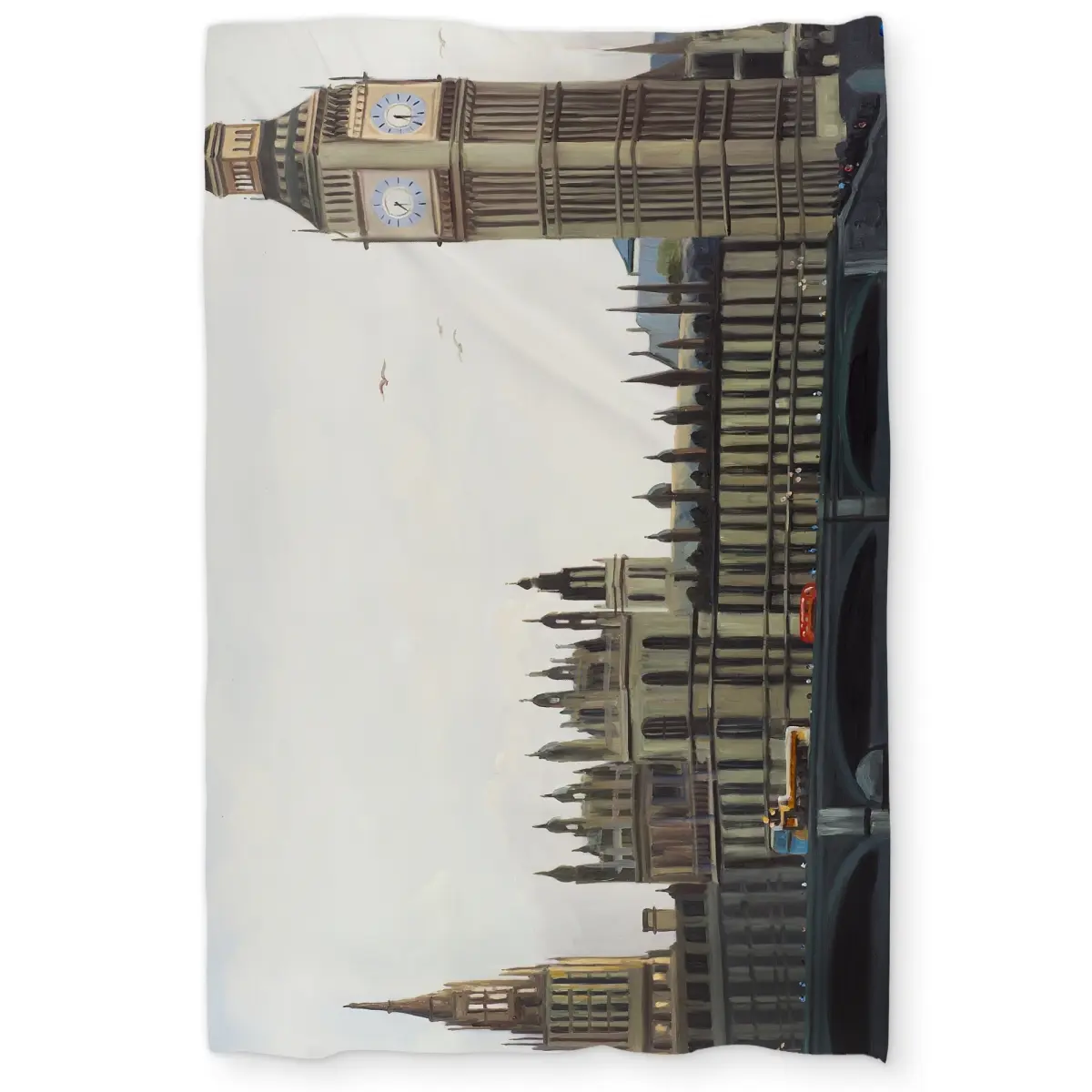 360 Stand Clock Print Duvet Cover Set - Twin Extra Long Size, London Inspired Elizabeth Tower Theme, Breathable Fabric Bedding Linen for Home Decor, Breathable Duvet Set, Decorative Duvet Cover