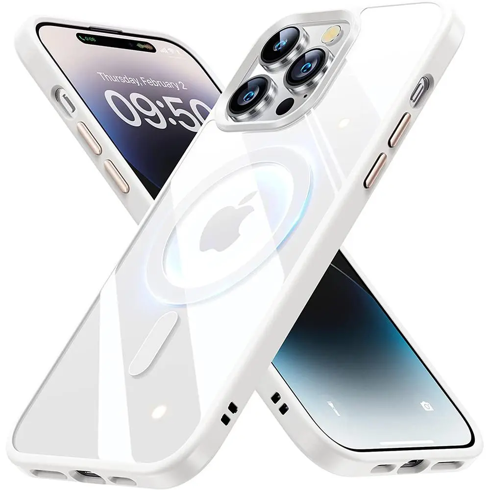 Magsafe White Magnet Magnetic Clear Case for IPhone 17 Ip17 Air 17promax 16 Pro Max 15 14 13 12 11 14Pro 15 Plus - Protective Casing with Screen Protection Phone Ip16