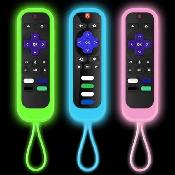 Remote Case Cover Compatible with TCL/Hisense roku TV |Sharp Roku TV | Roku Express 4K+，Glow in The Dark Makes it Easy to find- 3 Pack