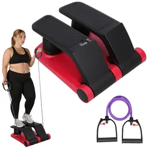 Explorinox Air Resistance Stepper with Resistance Bands, Mini Stair Climber for Home Cardio Workout, 5-Level Adjustable Stepper Machine with LCD Monitor, Non-Slip Pedals & 300lbs Capacity
