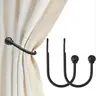 Curtain Holdbacks, Hooks, 2 PCS,Solid Steel Hooks, Elegant Decorative French Ball End, Classic Look, Curtain Drapery Holdbacks, Wall Mounted, Curtain Tiebacks, Antique Bronze, Installation