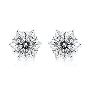 FANCIME Sterling silver 5mm*2 1carat Synthetic Moissanite Snowflake Stud Earrings