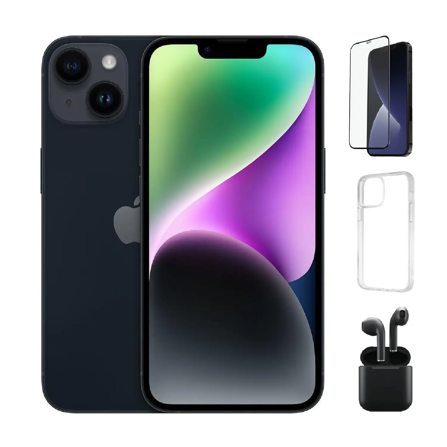 Refurbished iPhone 14 (Unlocked )- Good Condition with Case,Wireless Earbuds,Tempered Glass Screen Protector & 1 Year Warranty