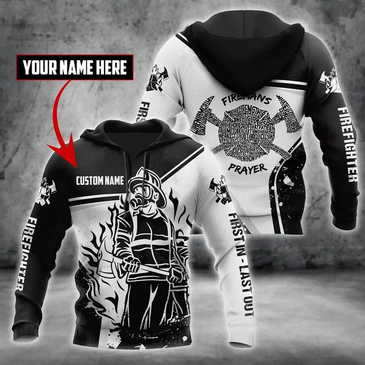 Personalized Firefighter Long Sleever Shirt For Job  Firemans Prayer Hoodie Pullover