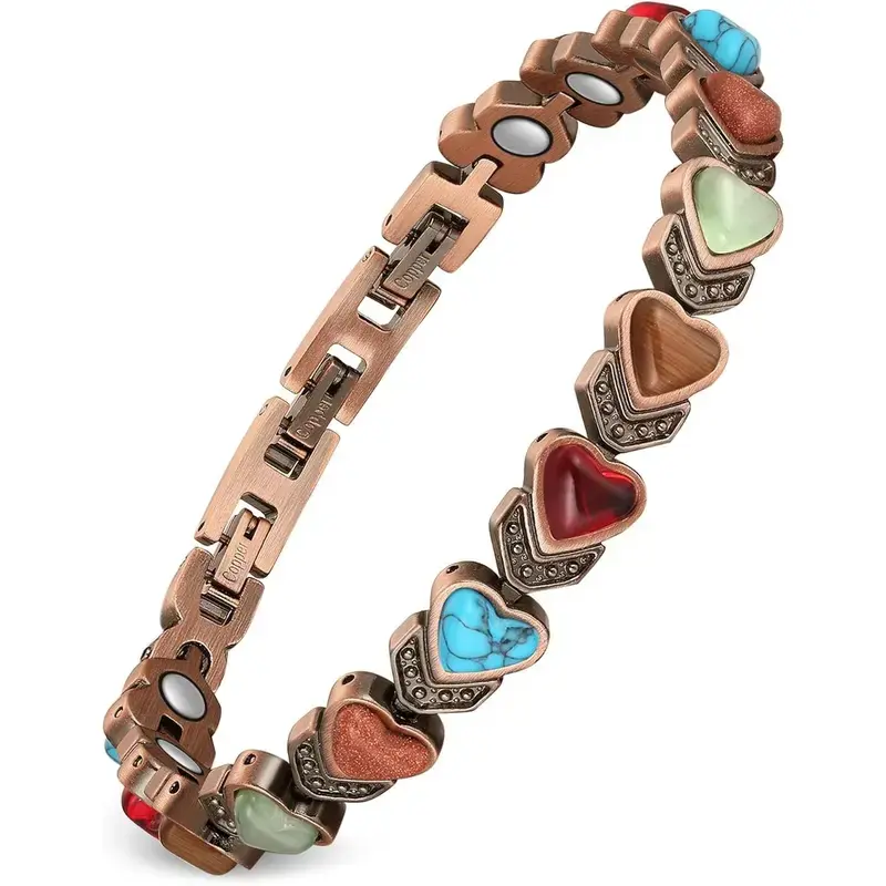 DearYou Studio B Women's Pure Copper Energy Magnetic Bracelet with Natural Unique Gemstone - Exquisite Trendy Fashionable Bracelets Bangles, Ideal Gift for Women's Jewelry Accessories, Exquisite Trendy Bracelet