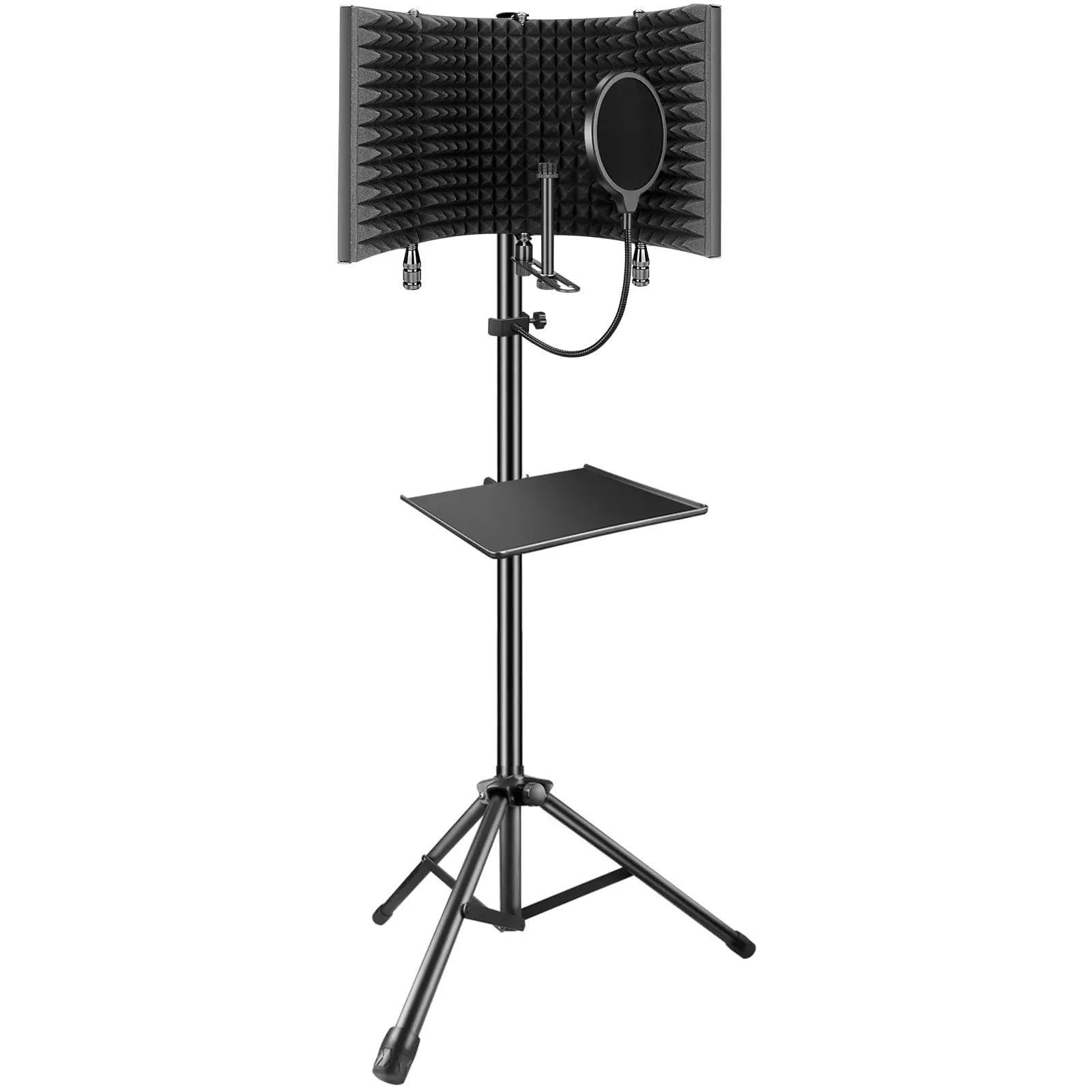Aokeo AO-504 Professional Studio Recording Microphone Isolation Shield with Steel Stand, Pop Filter, High-Density Absorbent Foam Vocal Filter, Adjustable Design, Compatible with Blue Yeti & Other Condenser Microphones, Enhanced Recording Quality