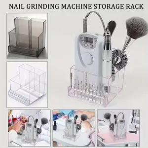 Multi-grid Nail Grinding Machine Organizer with Drill Bit Holder, Transparent Acrylic Manicure Tool Storage Box for Nail Drill Machine/Drill Bits/Brushes, Space-Saving Salon & Home Nail Art Tool Organizer