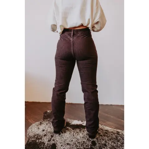 Cruel Girl Women's Rockies Throwback Black Cherry High-Waisted Denim Jeans for Women - Casual Vibe, Rigid Drape for Structured Look, Stylish Bottom with Sizes 27/3 L, 32/13 XL, 33/15 S
