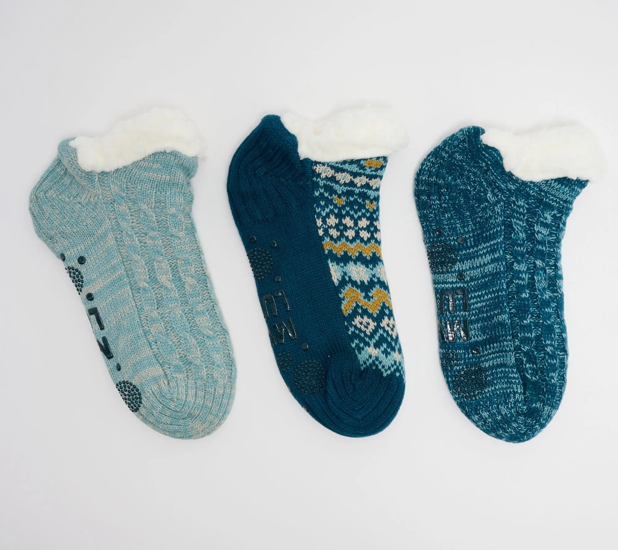 MUK LUKS Set of 3 Pieced Shortie Cabin Socks