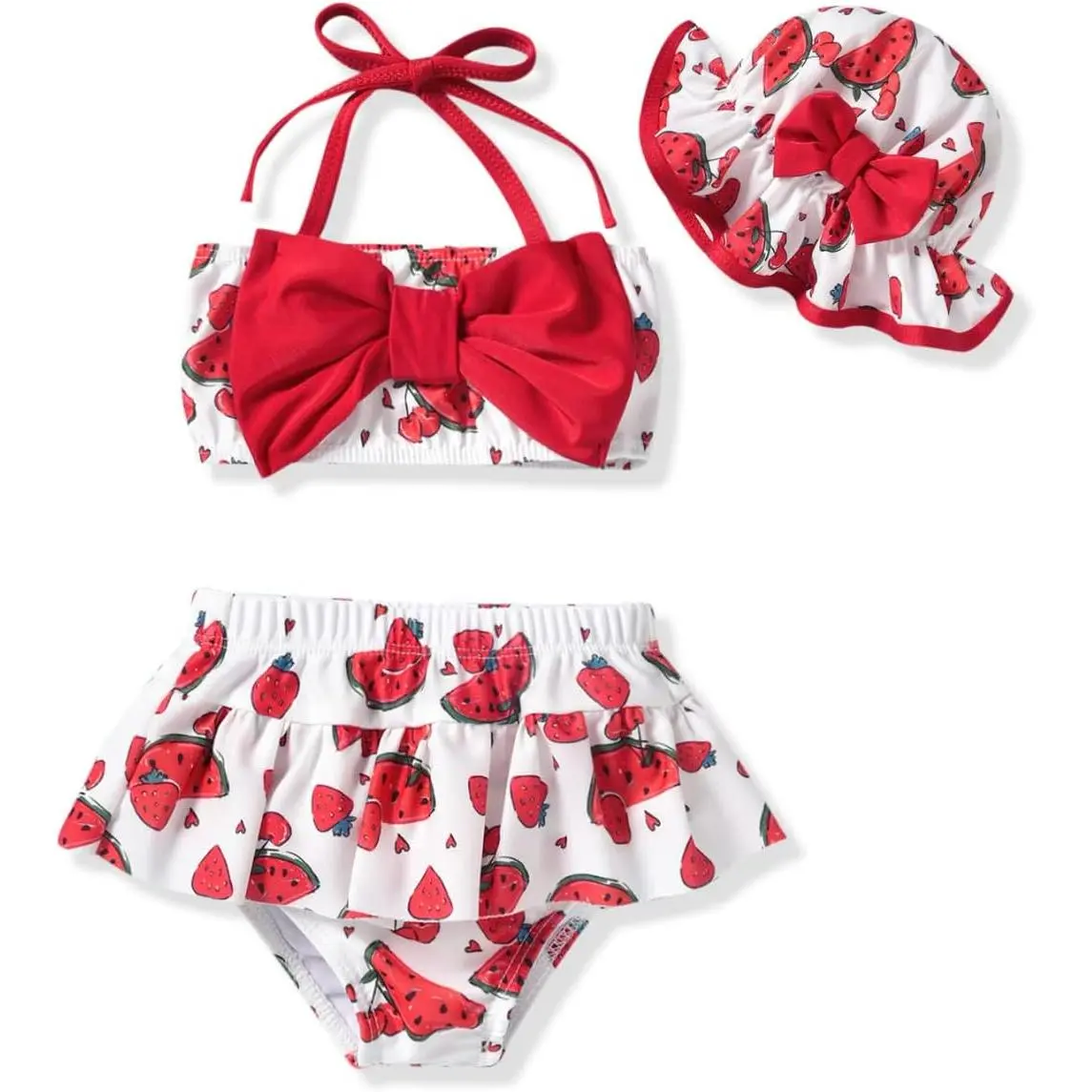 Baby Girl 2-Piece Fruit-Print Bikini Swimsuit with Matching Hat