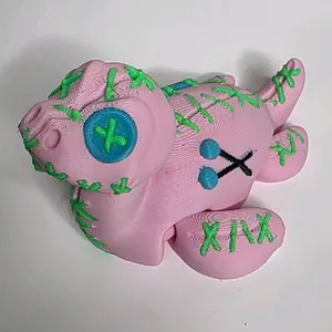 3D Printed Locness Nessi Patch Buddy - Pink with Green & Purple with Blue option -Stitching and Blue Button Detail