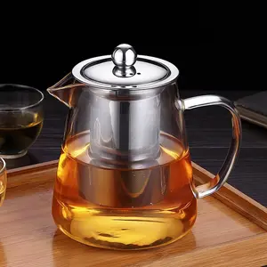 Mini Size Glass Teapot  Kettle-with Stainless Steel Removable Infuser for Blooming  & Loose Leaf , Microwave & Stovetop Safe, 550ML/19.3oz (S-550)