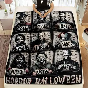 Horror movie throw blanket，Suitable for bedrooms, sofas, travel, and camping，Soft and comfortable，Multiple sizes，Durable and resistant to pilling，Suitable for adults and children，The perfect holiday gift