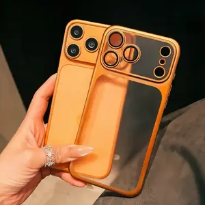 High Quality Electroplated Frosted Phone Case for iPhone 17 16 Pro Max.Camera Guard Anti-Drop Lens Protection Hard Case Protective Cover with Stylish Frosted Finish.Translucent Cellphone Protector Cover,includes a lens protector