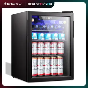 【DealsForYouDays】Mini Fridge  Beverage Refrigerator Cooler,2.4Cu.Ft  LED Light and Quite Operation, Wine Fridge with Digital Temperature Display and Adjustable Removable Shelves for Beer Soda Wine