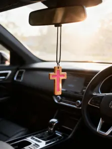 Interactive Bible Verse Necklace (Hot Pink) Minimalist Chain Epoxy Resin Inlay Adjustable Clasp Handmade Fashion Accessory Handmade Jewelry Letter Print Cross