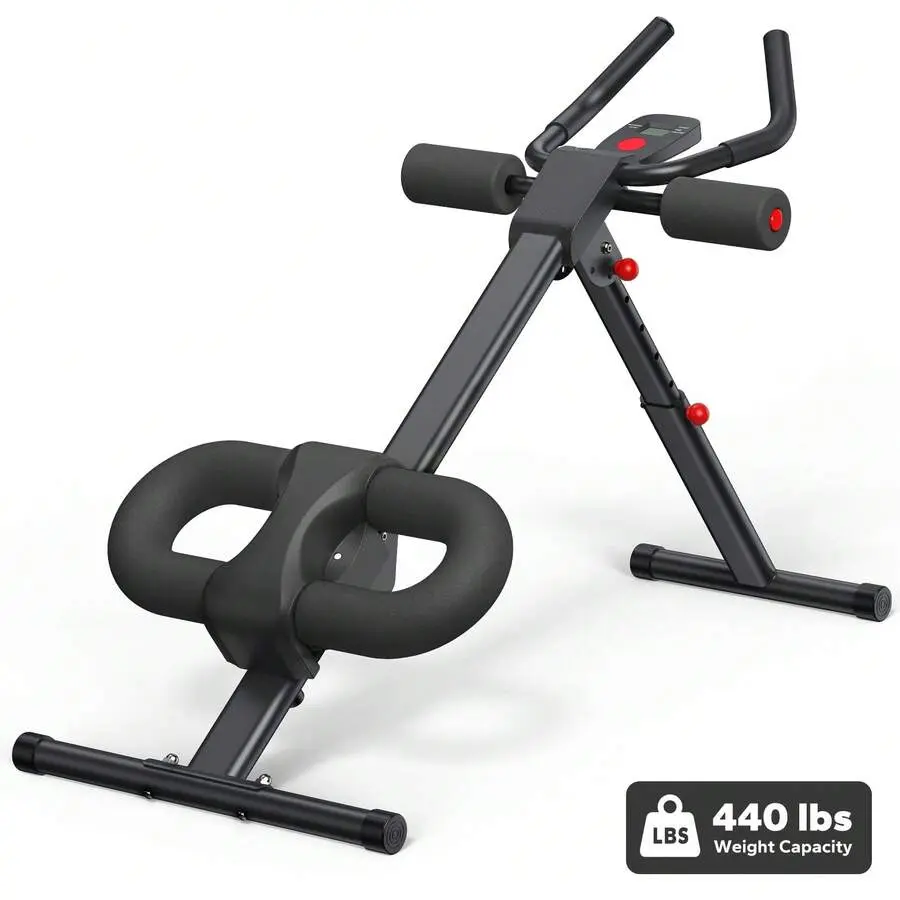 Core Ab Trainer Fitness Ab Machine, Foldable Tummy Exercise Equipment with Adjustable Incline, Padded Knee Protection for Home Training Comfort, Workout Exercise Platform, Abs