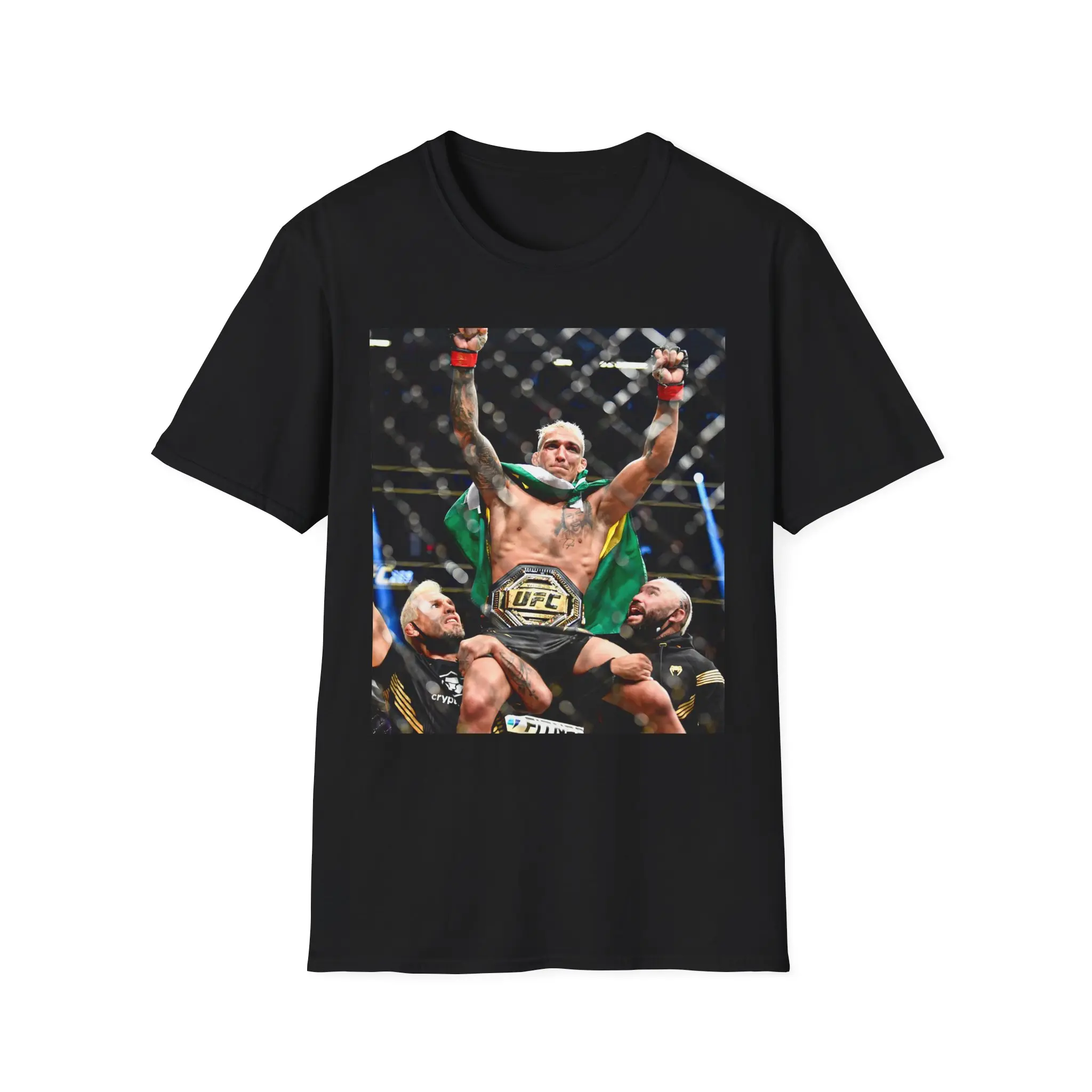 Charles Oliveira UFC Champion T-Shirt, Do Bronx Brazilian Flag Victory Graphic Apparel, Unisex Softstyle Casual Top, Premium Lightweight Cotton Crewneck Streetwear Tee