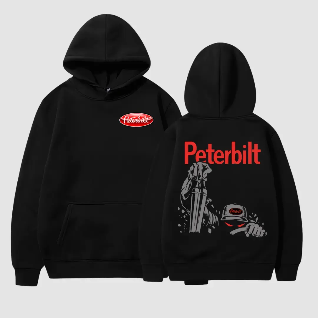 Peterbilt Logo Hoodie, Sweatshirt, T-shirt Shifting Gear Graphic with Bold Magenta Print, Peterbilt Graphic Shirt For Truck Drivers & Rig Lovers, Gift for Trucker Man, Girlfriends, Hauling Crew