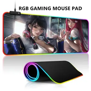 Game DVa Overwatch  Mouse Pad RGB LED Light Gaming Mousepad Waterproof Large Gamer Mouse Carpet Big Mause Keyboard Pad PC Desk Play Mat with Backlit