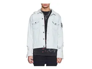 Nana Judy Denim Jacket Zipped cuffs $110 Collared Cotton