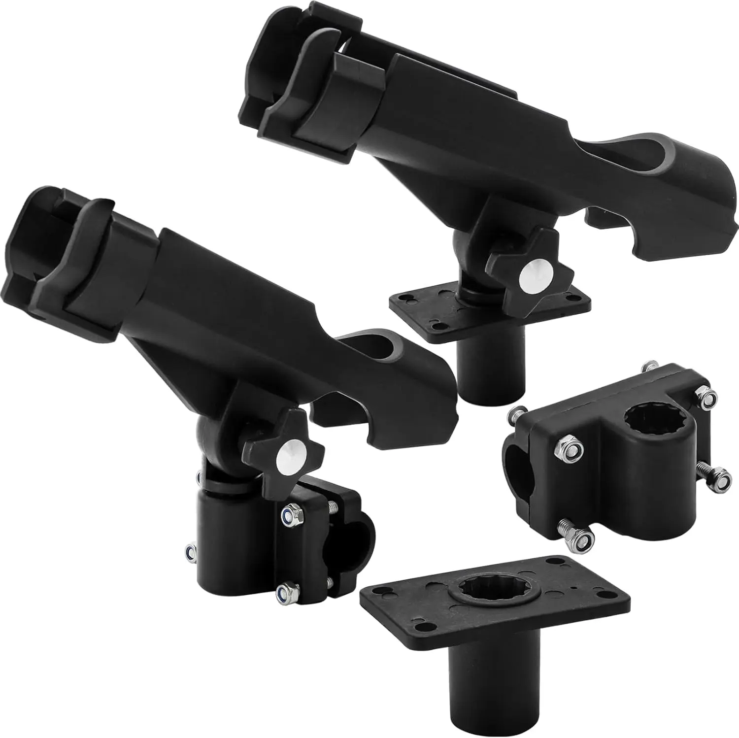 2 Pack Fishing Rod Holder with Combo Mount, Adjustable Fishing Boat Rod Holder, Black Finish