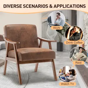 [SOIYELIFE] Mid-Century Modern Chair, Living Room Chair with Solid Wood Frame, Accent Chair Extra-Thick Backrest, Wingback Chair for Bedroom, Reading Room, Living Room, Lounge Chair Indoor   RR Unique furniture event  furniture