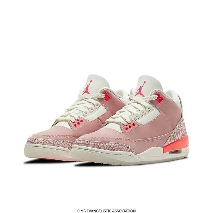 Mid Top Retro Basketball Sneakers Pink Suede Upper Off White Details Elephant Print Panels Bright Orange Heel Air Cushion Casual Street Shoes For Men Women