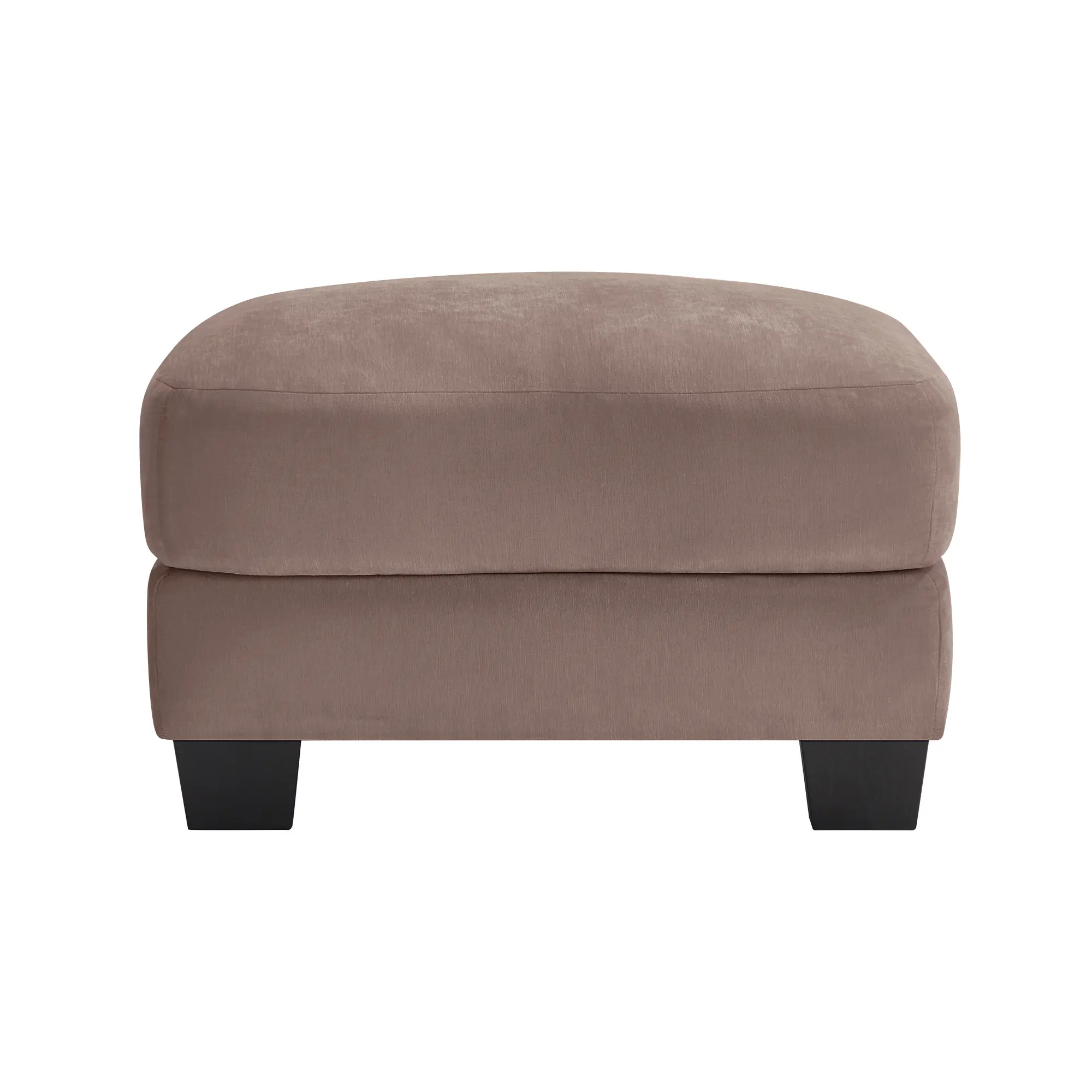 Upholstered Ottoman Footstool with Lumbar Pillow, Rose Dust Chenille, 24x30x19 Inches, Modern Accent for Living Room or Bedroom