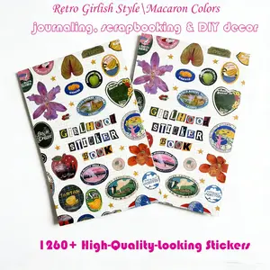 Vintage Girl Stickers Set, 126+ Beautiful Stickers for Daughter Girlfriend Friend, Retro Fruit Macaron Colors, Valentine's Day Gift, Scrapbooking, Gift Option, Vintage Theme
