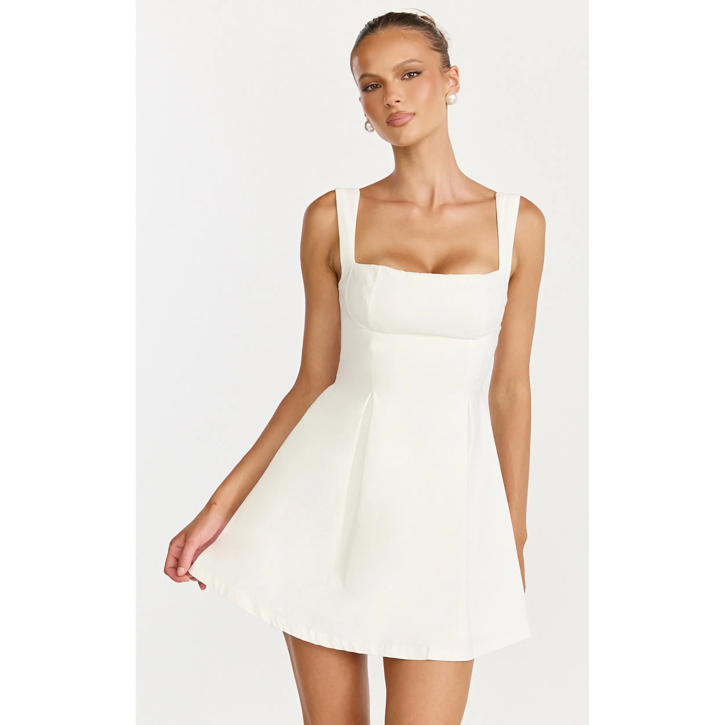 pure seduction lace mini dress Pure Romance Lace Strapless Mini Dress in White | Size: L | Knit Fabric/Sheer Lace Fabric