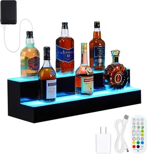 [TOP RATED - FLASH SALE]  Garvee Led Lighted Liquor Bottle Shelf, 2 Tiers 40 Inches Led Bar Display Shelf With Remote & App Control, 16 Colors, 4 Modes, 1-8 H Timing, Bar Lights for Liquor Shelves