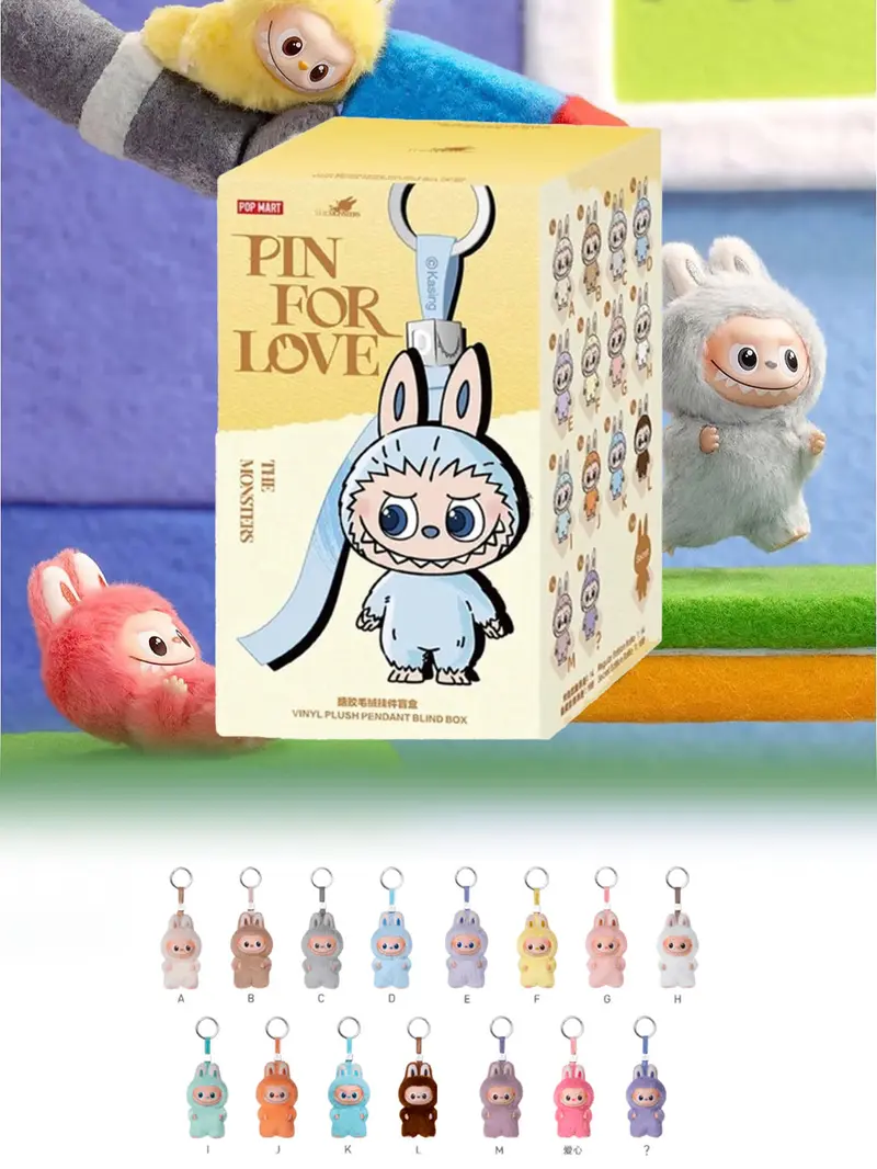 Pick Your Letter (A-M) Pop Mart Labubu The Monsters Pin for Love Series Vinyl Plush PendantBlindbox 1 Box Halloween Christmas Holiday Gift