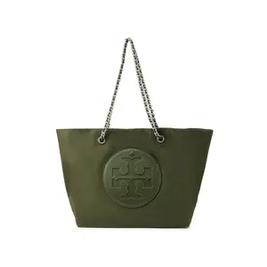 Tory Burch Ella Logo Tote Bag in Recycled Nylon for Women, Olive Green