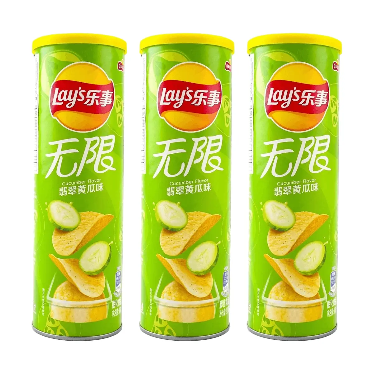 3 Pack LAY'S Chinese Stax Potato Chips Cucumber Flavor 3.17 oz Each - Fresh Cool Taste