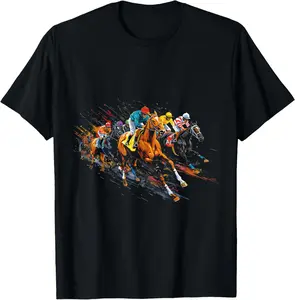 100% Cotton Funny Horse Racing Jockey Racer Derby Rider Race Track T-Shirt