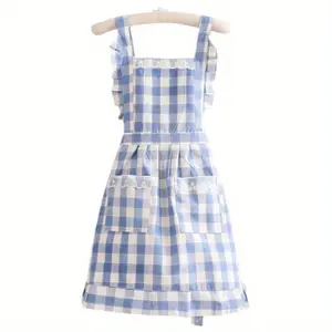 Mother's Day Independence Day Birthday Gift New Fashionable Home Kitchen High Quality,, Lace Plaid Apron, Unisex