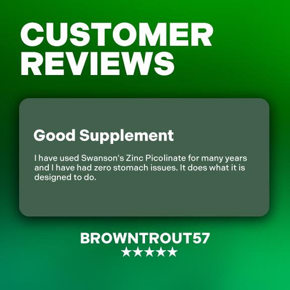 Swanson Zinc Picolinate 22 mg Body Preferred Form 60 Vegan Capsules for Immune Health & Collagen Production US Healthcare Supplement