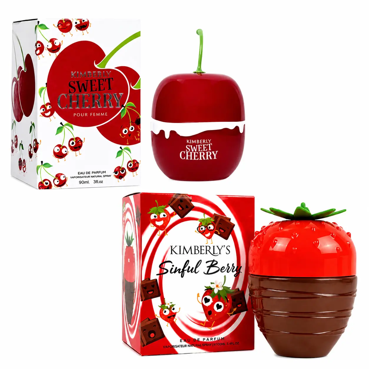 Kimberly Sweet Cherry & Kimberly's Sinful Berry Perfume Gift Set for Women, 2 Pack Eau de Parfum 3.0 Fl Oz + 3.4 Fl Oz – Sweet Fruity Floral Fragrance Collection, Long Lasting Perfume Gift for Women