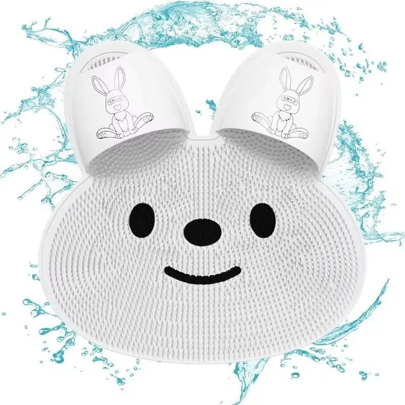 NUVARY Rabbit Design Silicone Foot Scrubber, 1 Count Non-slip Foot Massage Pad, Foot Scrubber for Home Bathroom