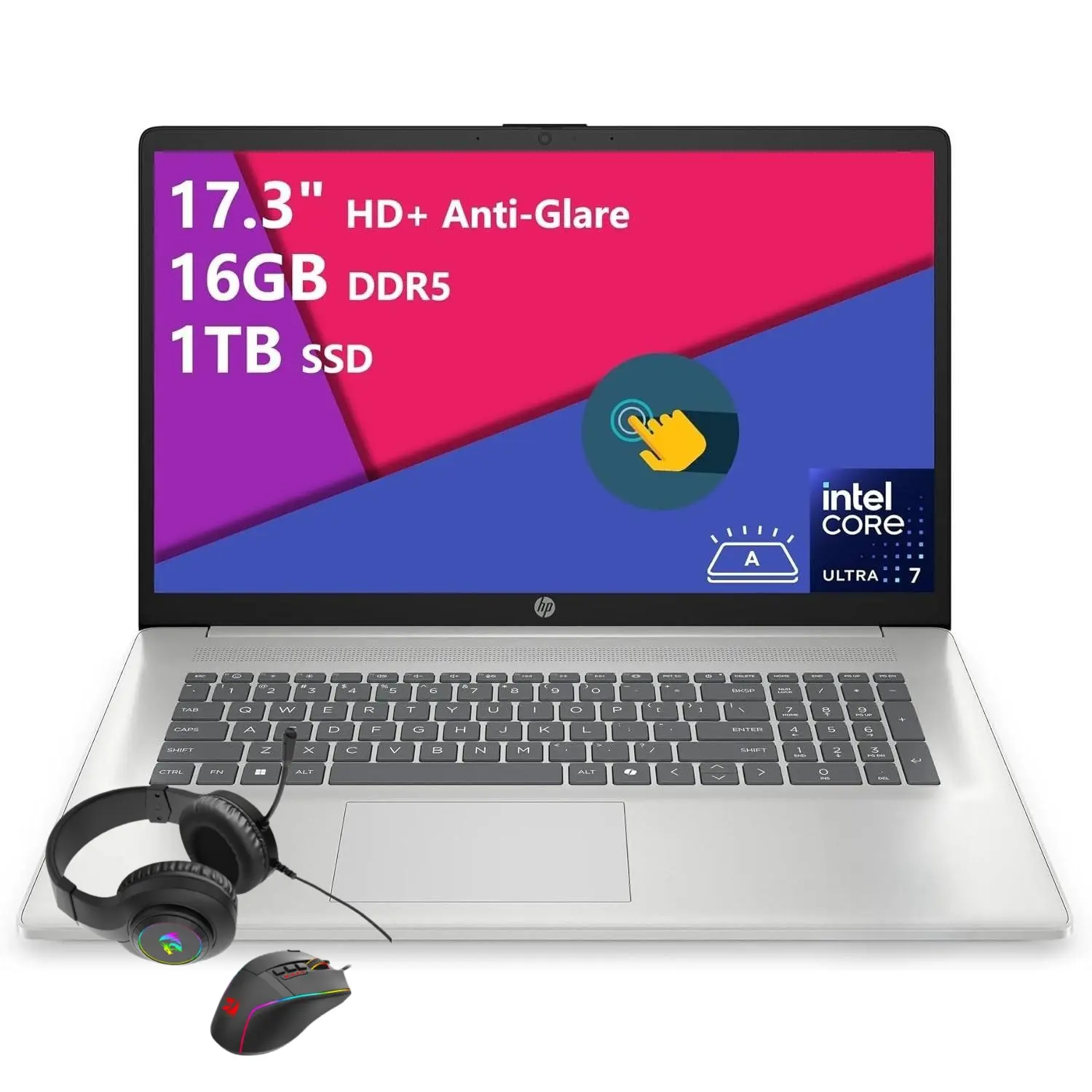 HP 2025 Laptop | 17-CN500 | 17.3" 1920 x 1080 IPS | Intel-12 Core Ultra 7 255U | Up to 32GB DDR5 | Up to 2TB SSD | Windows 11 Home| Wi-Fi 6 - Bluetooth 5.3 - Backlit Keyboard - 720p HD Camera - Natural Silver