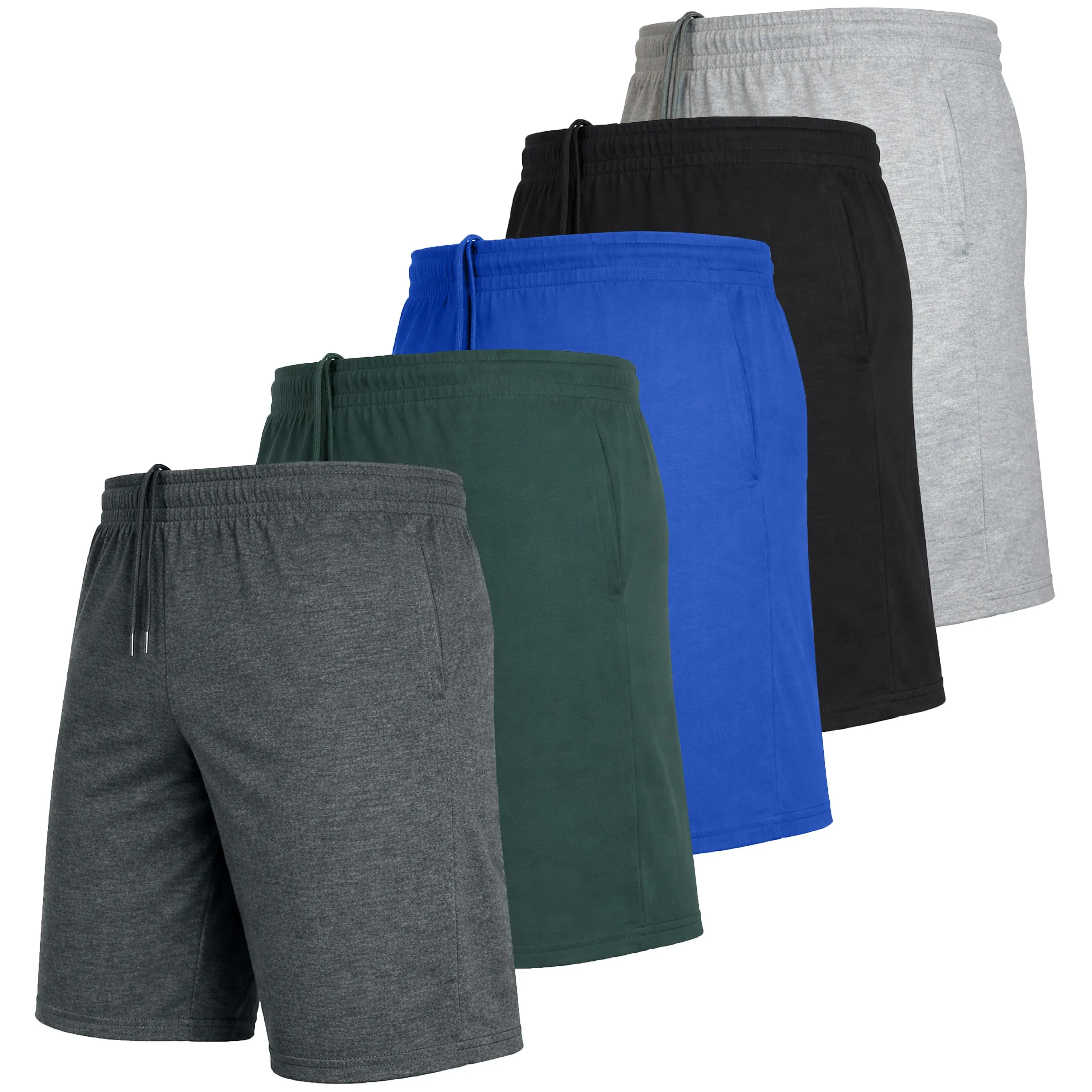 Men's 5-Pack Cotton Blend Lounge Shorts – Elastic Waist Drawstring Comfort Fit (S-3XL)