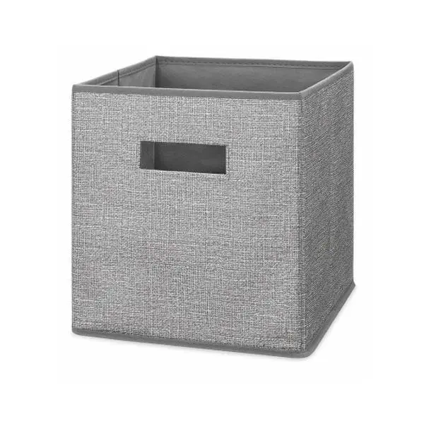 Whitmor Herringbone Fabric Storage Cube Organiser - Gray, 1.4 lbs Collapsible Storage Box with Cutout Handles for Home Supplies Organization