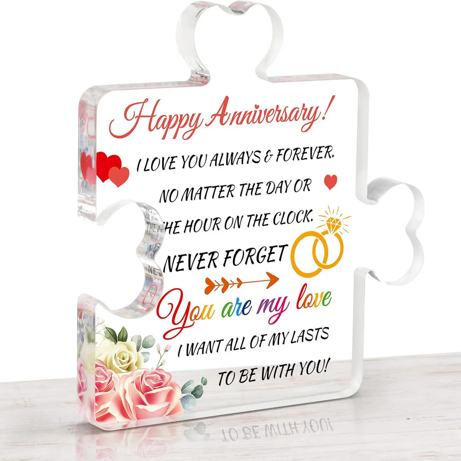 Anniversary Wedding Gifts, Valentine's Day Gifts for Wife from Husband, Romantic Gifts for Her, Happy Anniversary Present, I Love You Puzzle Piece Plaque for Wedding Anniversary - Acrylic Puzzle Plaque