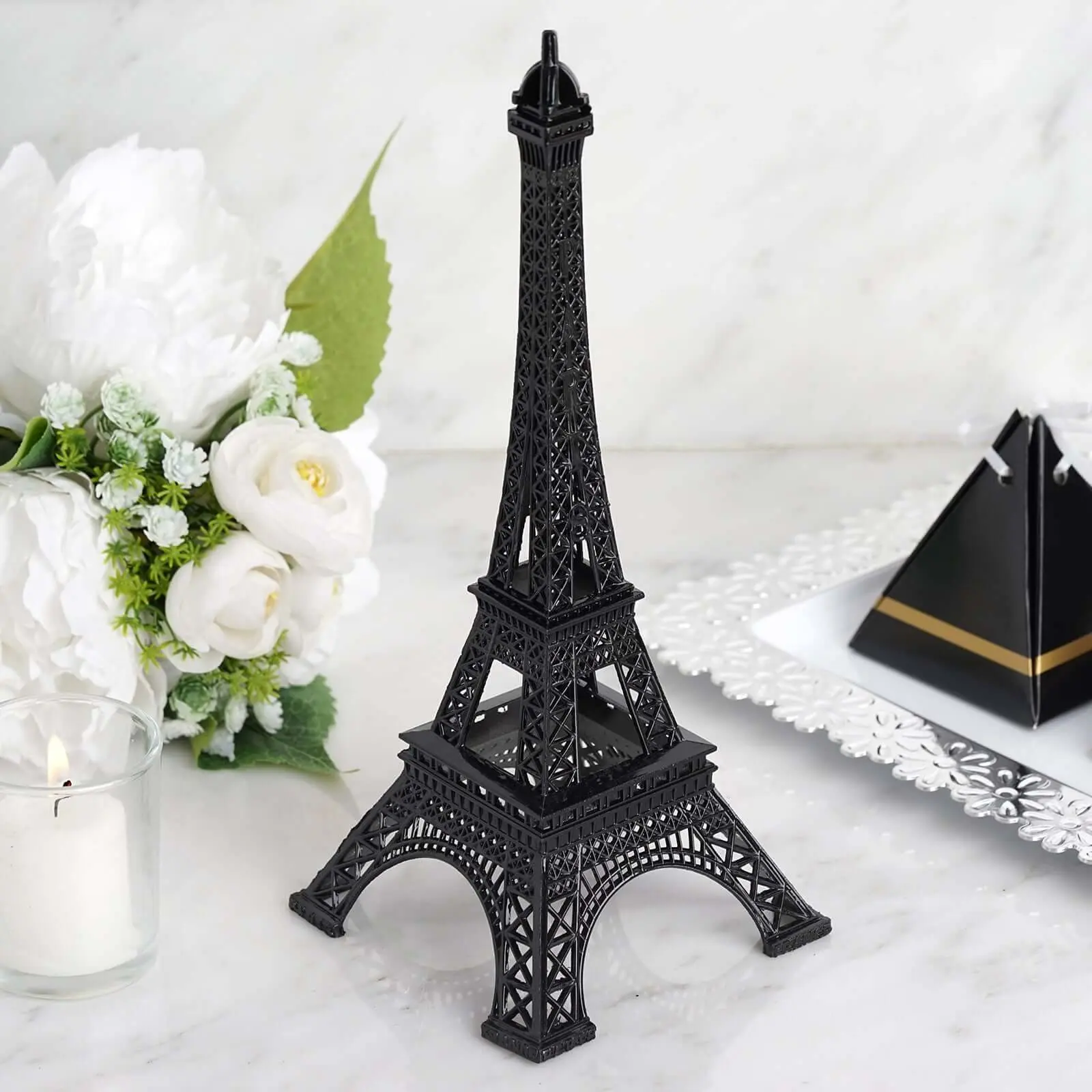 Black 10" Metal Eiffel Tower Cake Topper Decorations, Wedding Table Centerpiece, Home & Festive Party Supply