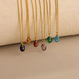 Spring Ready – HENSY North Star Birthstone Necklace – Real Gemstone Pendant – Dainty Gold Tone – Pretty for Everyday