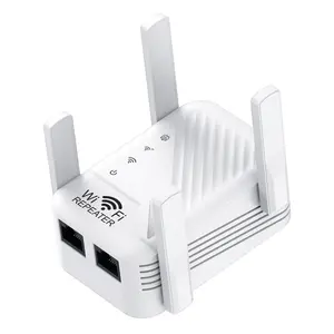 1200Mbps WiFi Extender Repeater, Dual Band 2.4G/5G Signal Booster with 4 High-Gain Antennas, 2 RJ45 Ports, AP/Repeater Mode, WPS Setup, Compatible with All Routers
